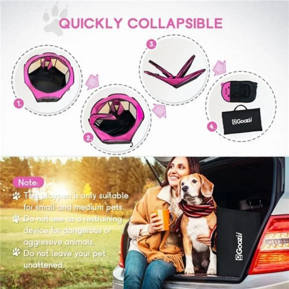 Playpen for Indoor Cat, Portable Foldable Dog Playpen  (Small Size, Pink)